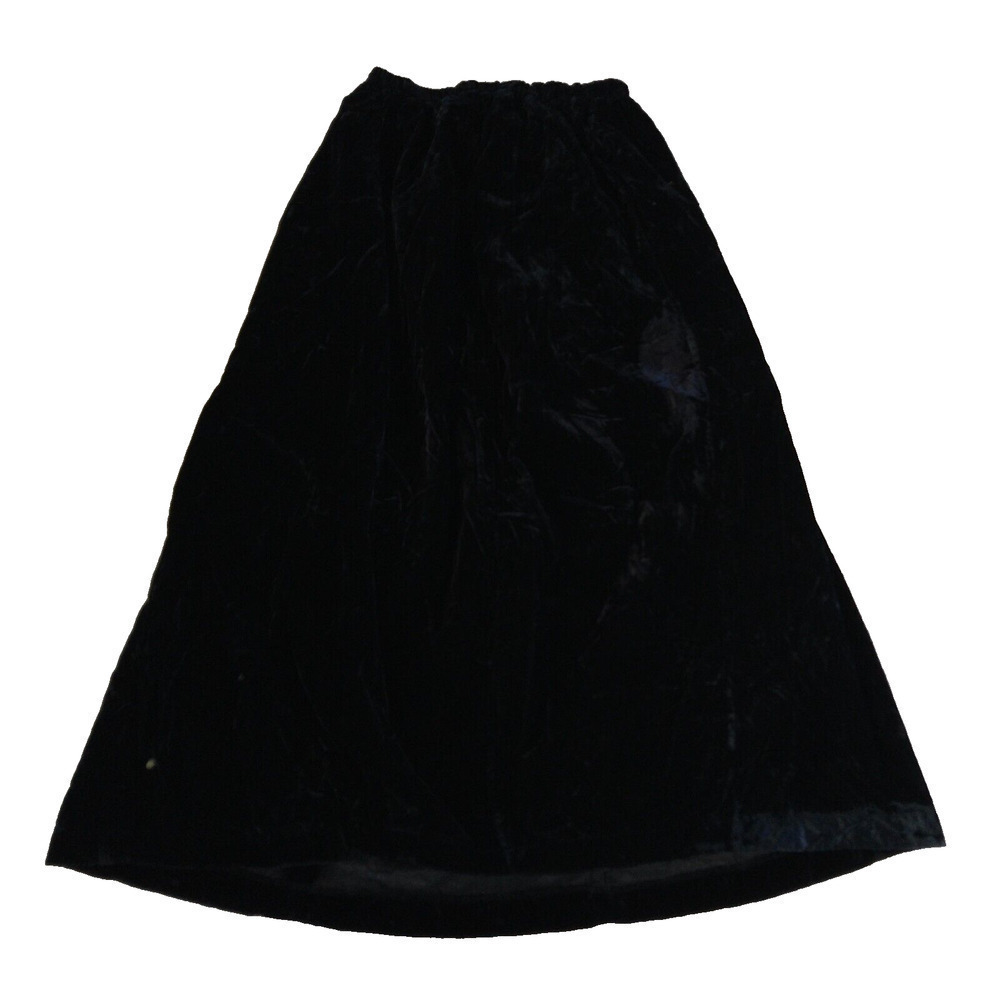 Vintage 90s Black Crushed Velvet Midi Skirt Size S M Gothic Goth Whimsigoth - Picture 5 of 5